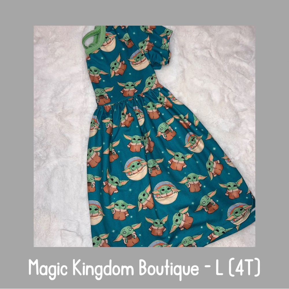 Grogu (Baby Yoda) Girls Dress – MK Clothing Designs – Size L (4T)